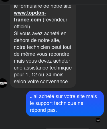 Topdon: if you bought outside their site you must buy an extra 1/12/24 months support
